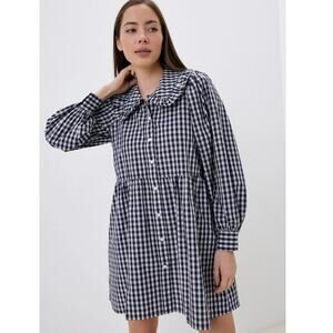 Levi’s Women’s Mira Blue Plaid Cottagecore Long Sleeve Mini Dress Size 2X